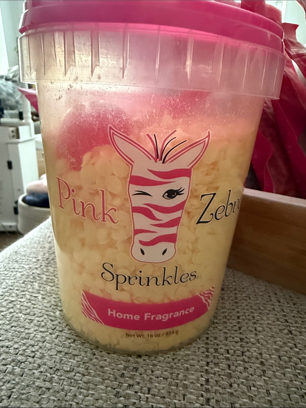 Pink Zebra Yellow Fragrance Sprinkles with Pink Lid